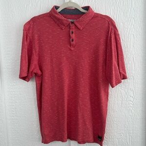 Seeded & Sewn mens polo style short sleeved shirt red white stripe large L